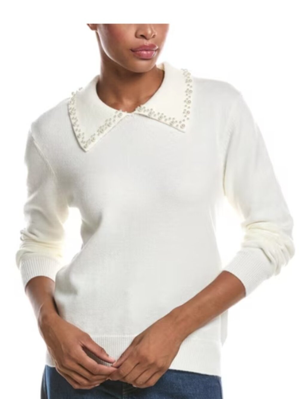 NWT Pearl Collar Sweater Ivory Women's XXL